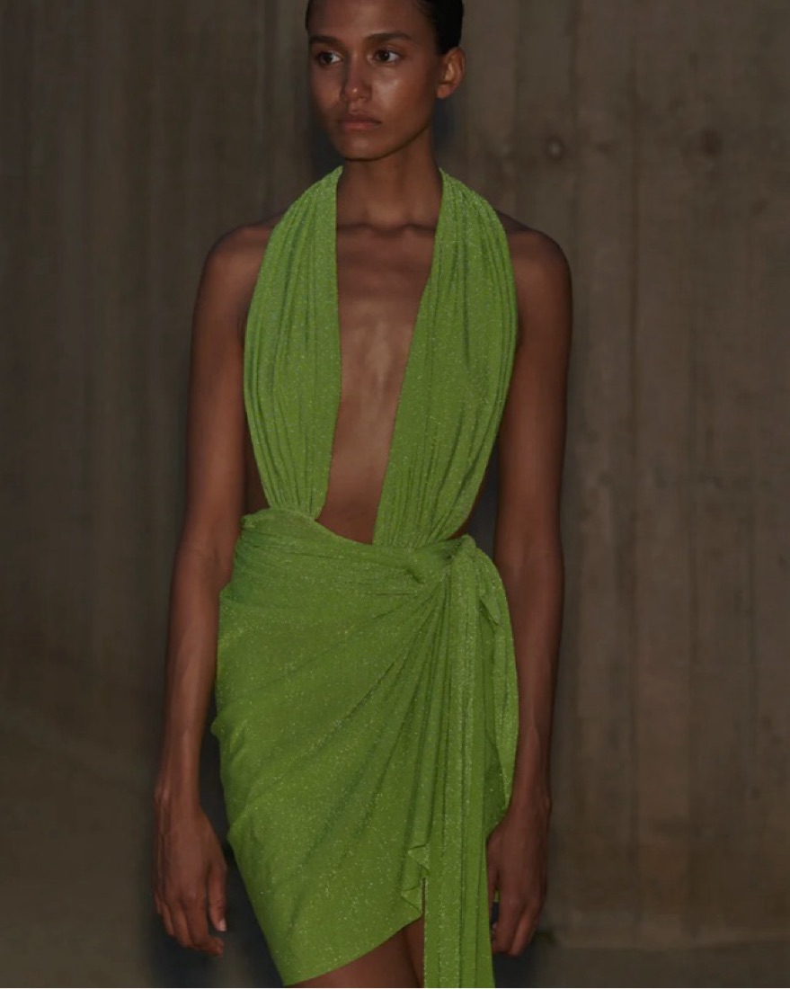 Baobab Green Shimmer Wrap dress by BaoBab - Pickle