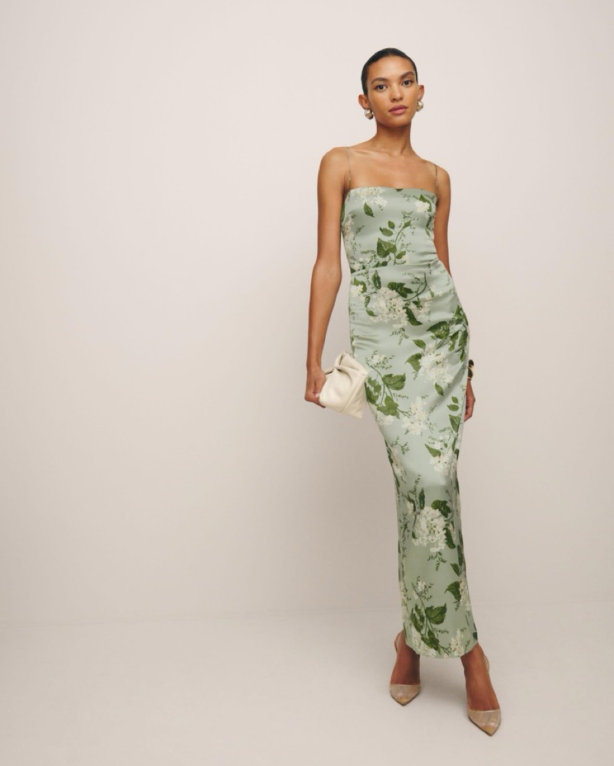 Reformation Frankie Silk Maxi Dress | Pickle