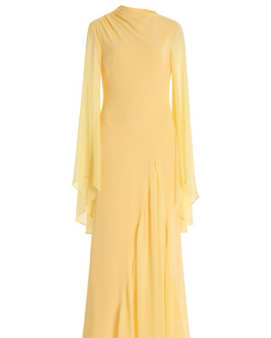 knee length dresses for ladies LUCHO MAXI DRESS IN ASH SILK CHIFFON – DE LA VALI OFFICIAL main image 0