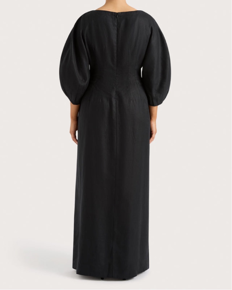 Faithfull Black Linen Raynara Maxi Dress by Faithfull The Brand - Pickle