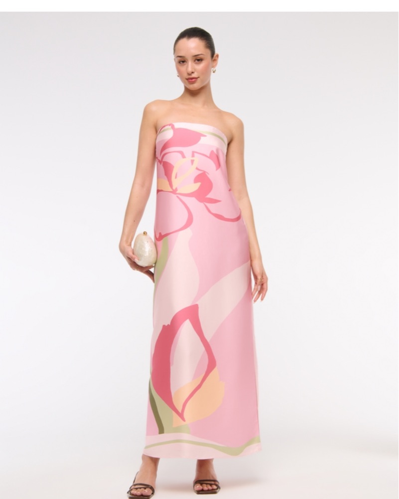 The A&F Julia Strapless Slip Maxi Dress by Abercrombie and Fitch - Pickle