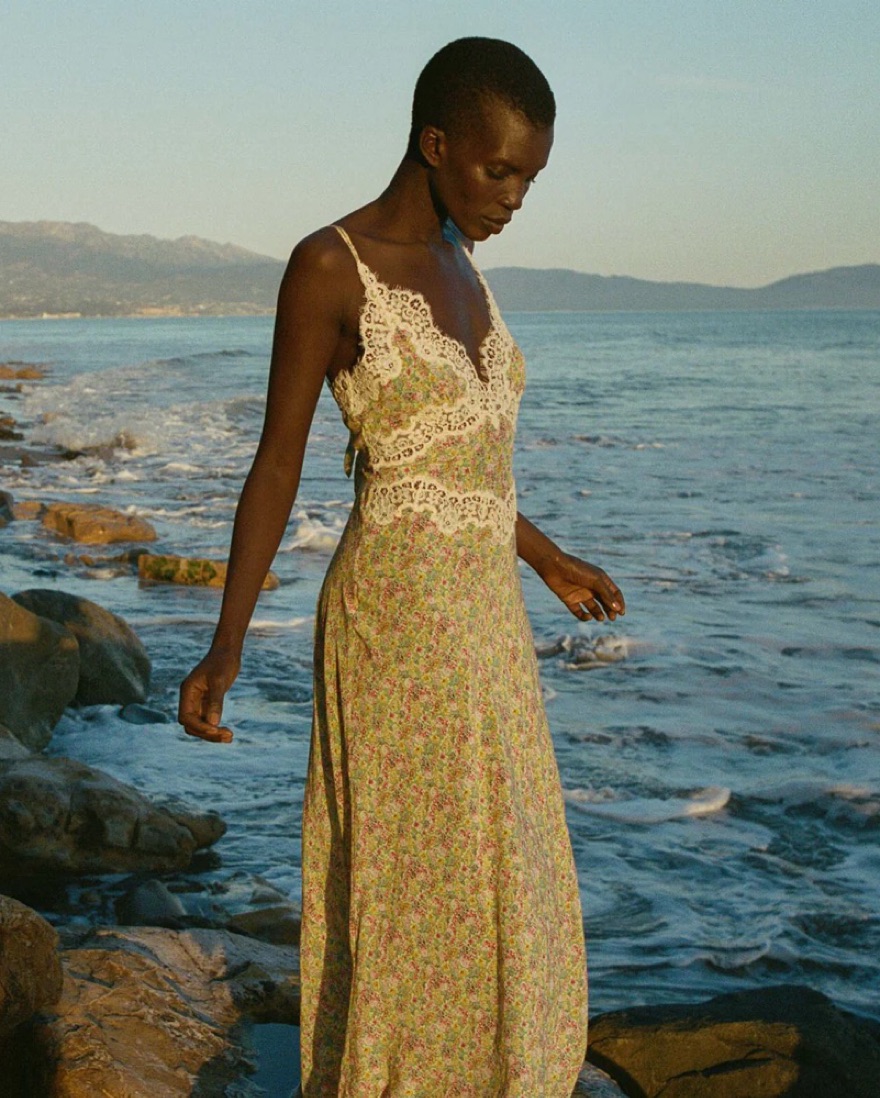 v neck lace maxi dress white Off White Lace Maxi Dress With Cut Out And Long Sleeves main image 0