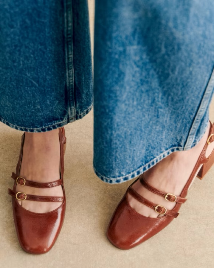 Sezane セザンヌ PAULA ベイビーズ 23cm パンプス Paula Babies - Patent rosewood - Patent cowide leather - Sézane