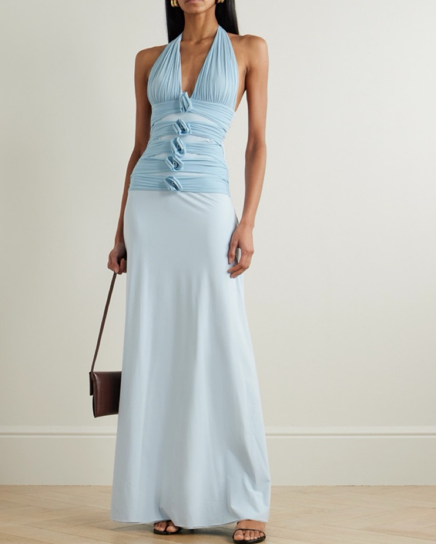 Maygel Coronel Light Blue Halter Dress by Maygel Coronel - Pickle