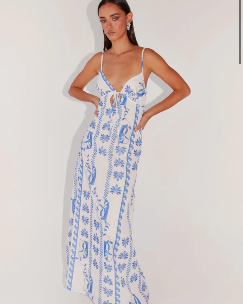 Flora Linen Maxi Dress - Floral Wave by Peppermayo - Pickle