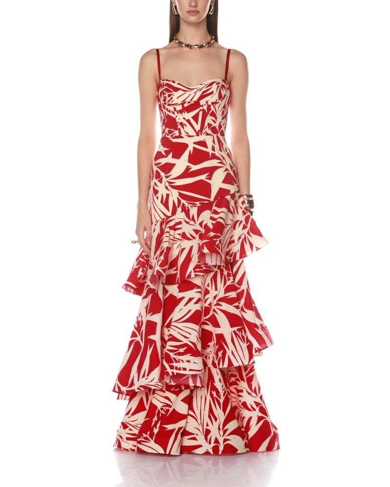 Bold Red Tropical Floral Maxi Dress by Bronx And Banco - Pickle