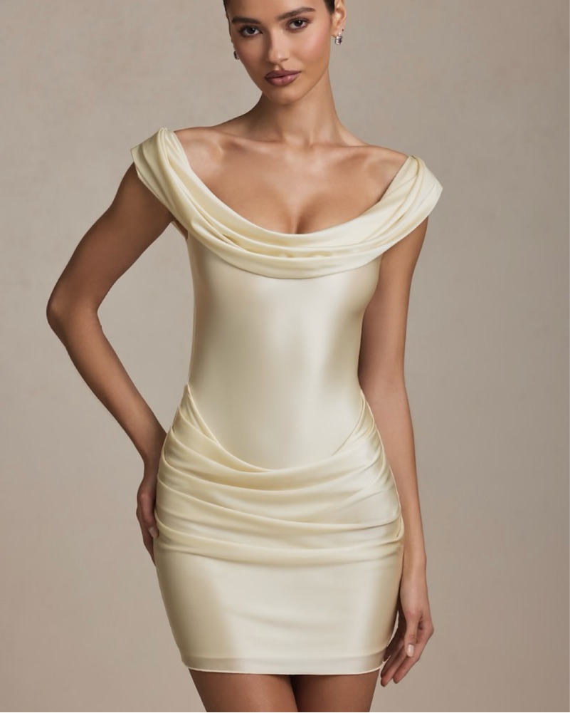 oh polly off the shoulder dress Off-Shoulder Ruffle-Trim Gown in Ivory - 2