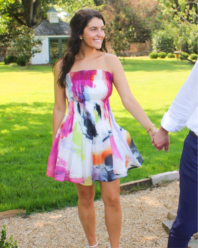 aje blue dress mini Aje. Vacation Pleated Strapless Mini Dress