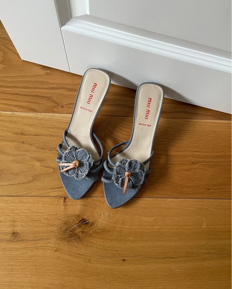 Miu Miu Denim Heels by Miu Miu - Pickle