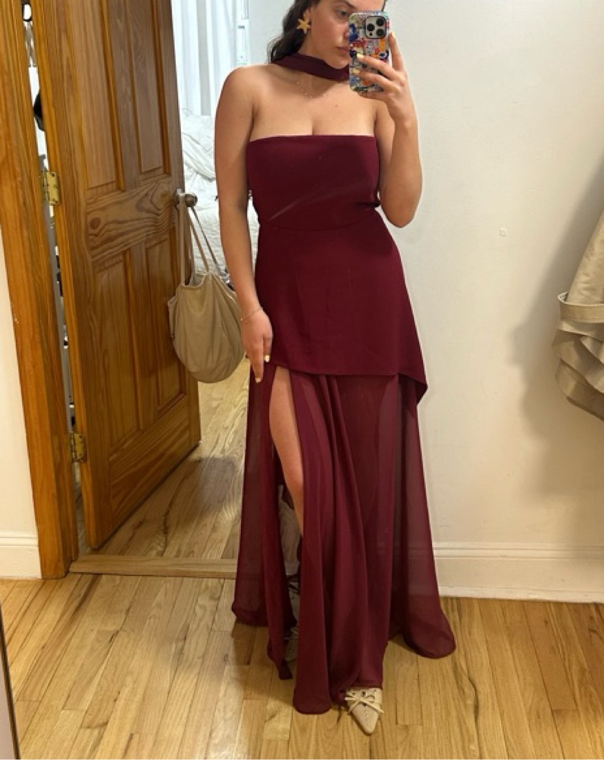 Burgundy Formal Dress with Scarf by Matters store - Pickle