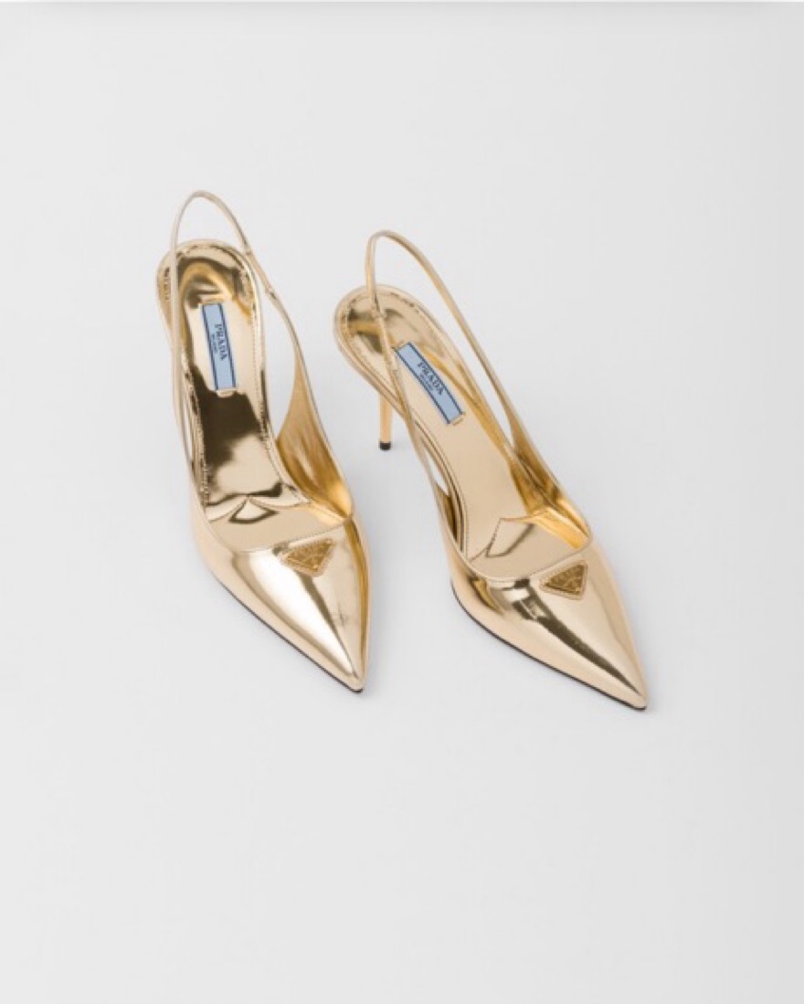 $1,300 Prada Gold Slingback Heels by Prada - Pickle