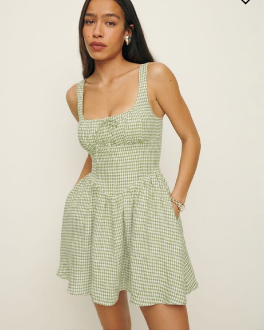 Reformation Checkered Green Dress by Reformation - Pickle