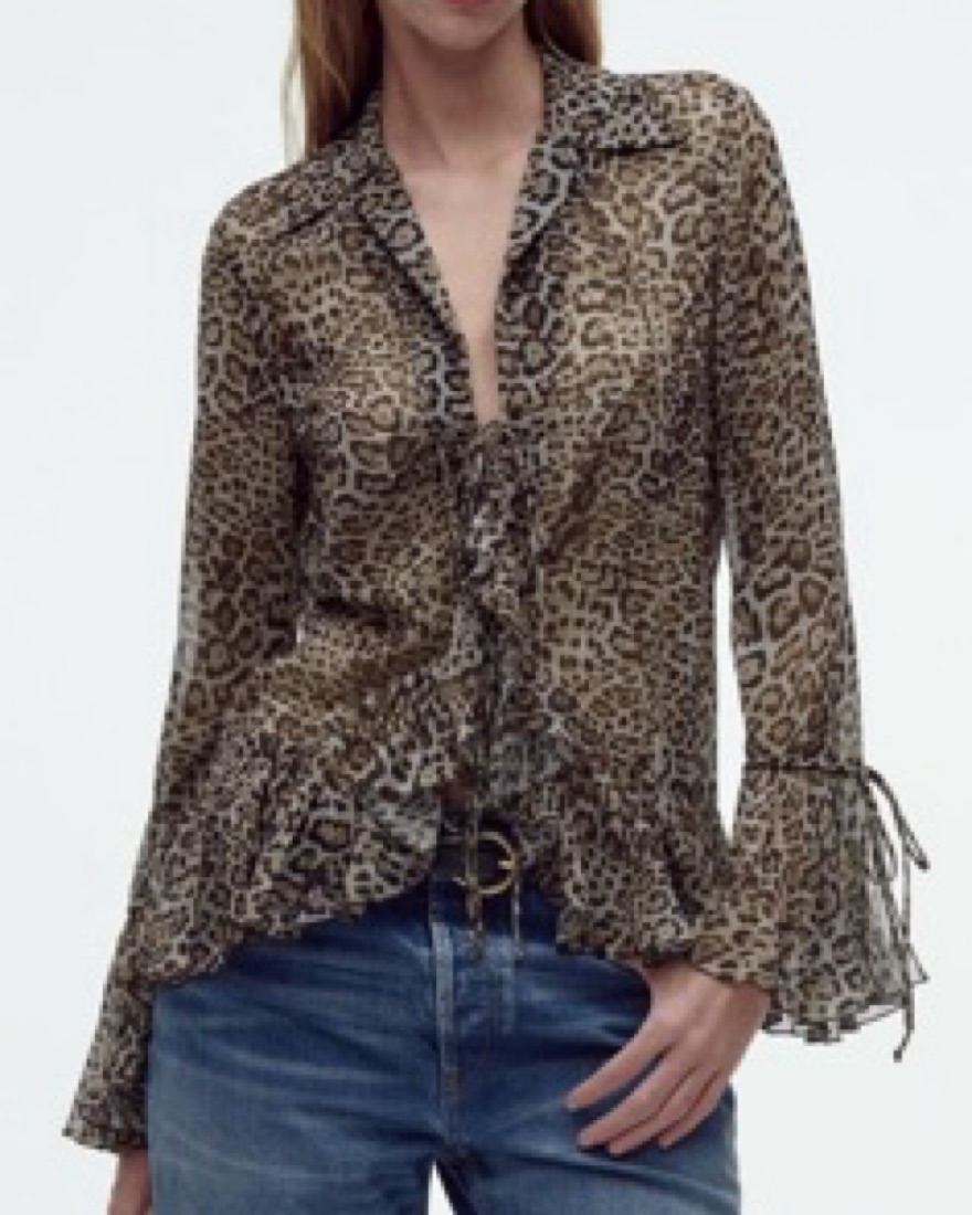 Zara Ruffle Leopard Print Blouse | Pickle