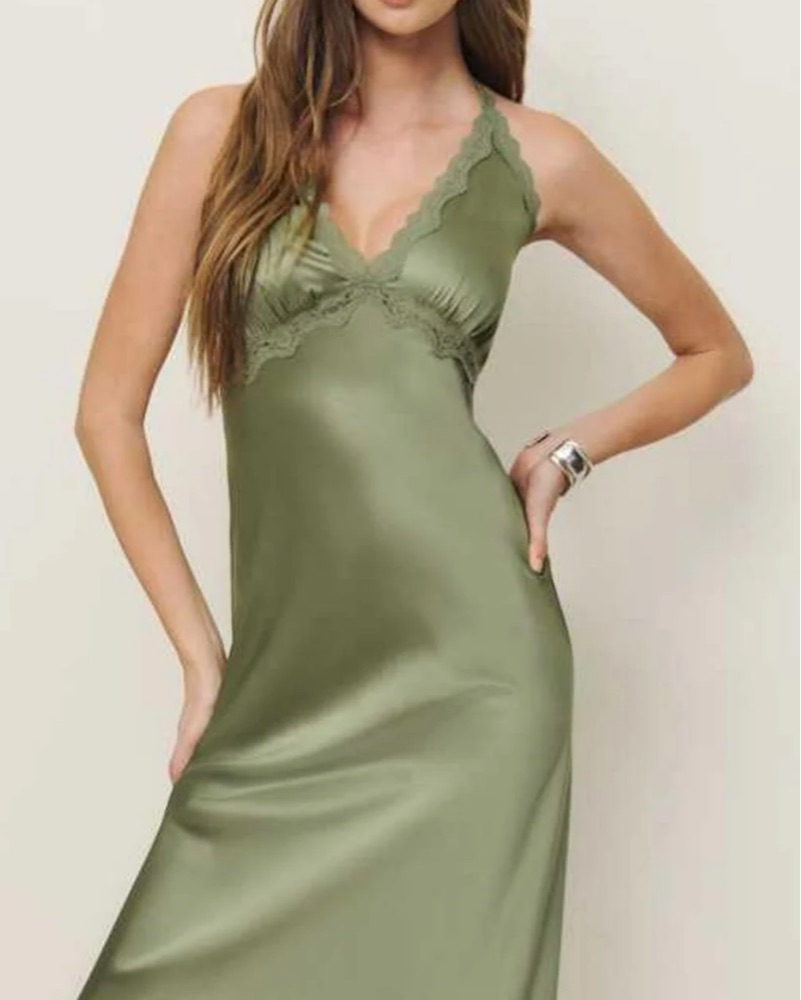 Reformation Nora Silk Dress by Reformation - Pickle