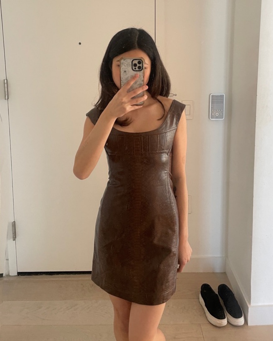 Miaou Brown Leather Dress by Miaou - Pickle
