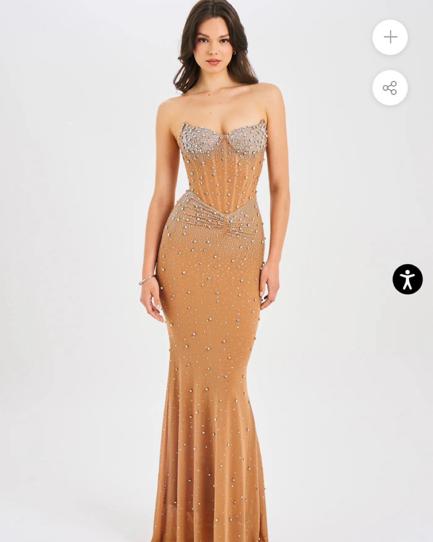 miss circle gold dress Sorrel Ruched Chiffon Long Maxi this gown sparkles with elegance and luxury Miss Circle size Xxs and