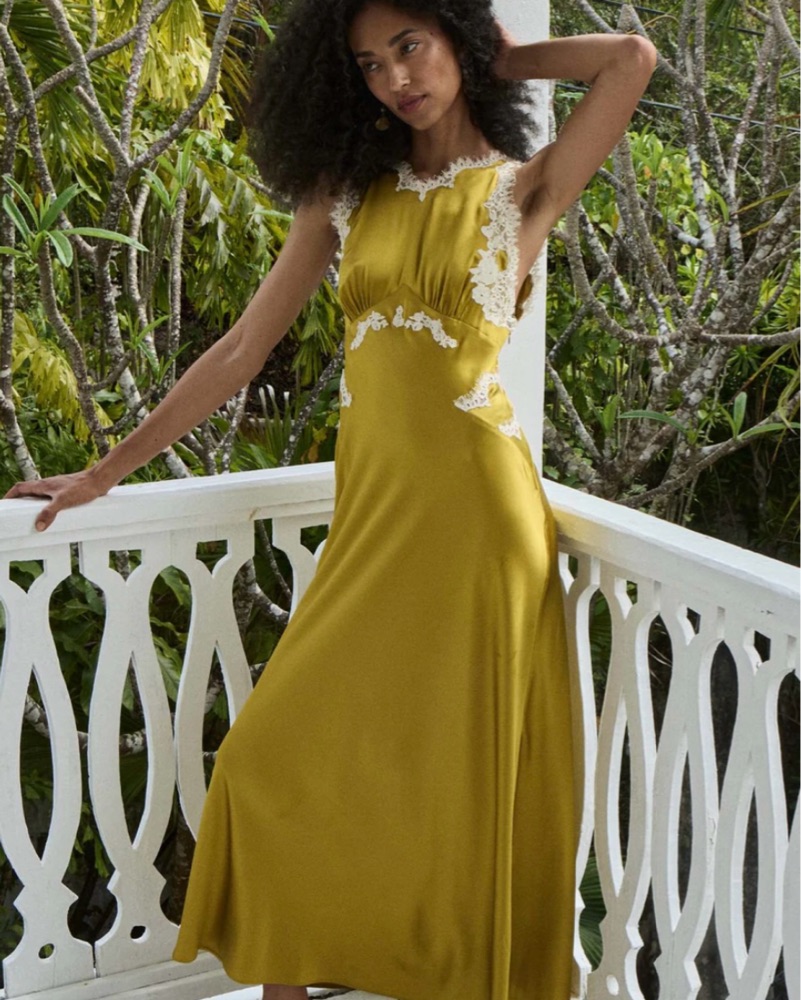 Doen Silk Odelina Dress Medium by Doen - Pickle