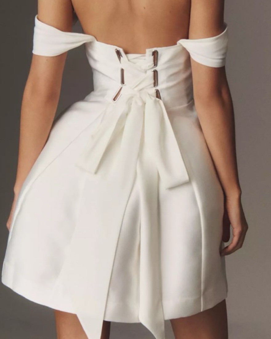 bhldn lydia off-the-shoulder corset mini dress BHLDN Lydia Off-The-Shoulder Corset Mini Dress