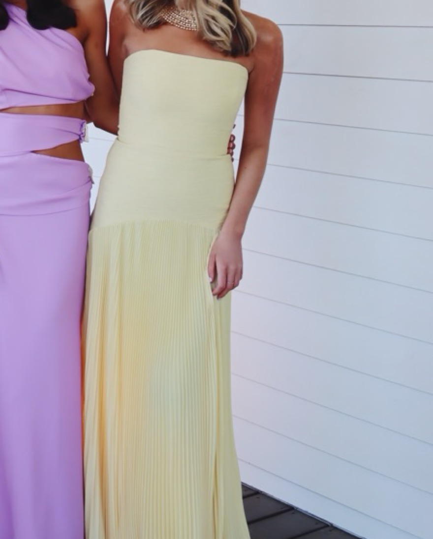 yellow slip dress Silky Champagne Yellow Satin Slip Dress – 7/8 Length XS