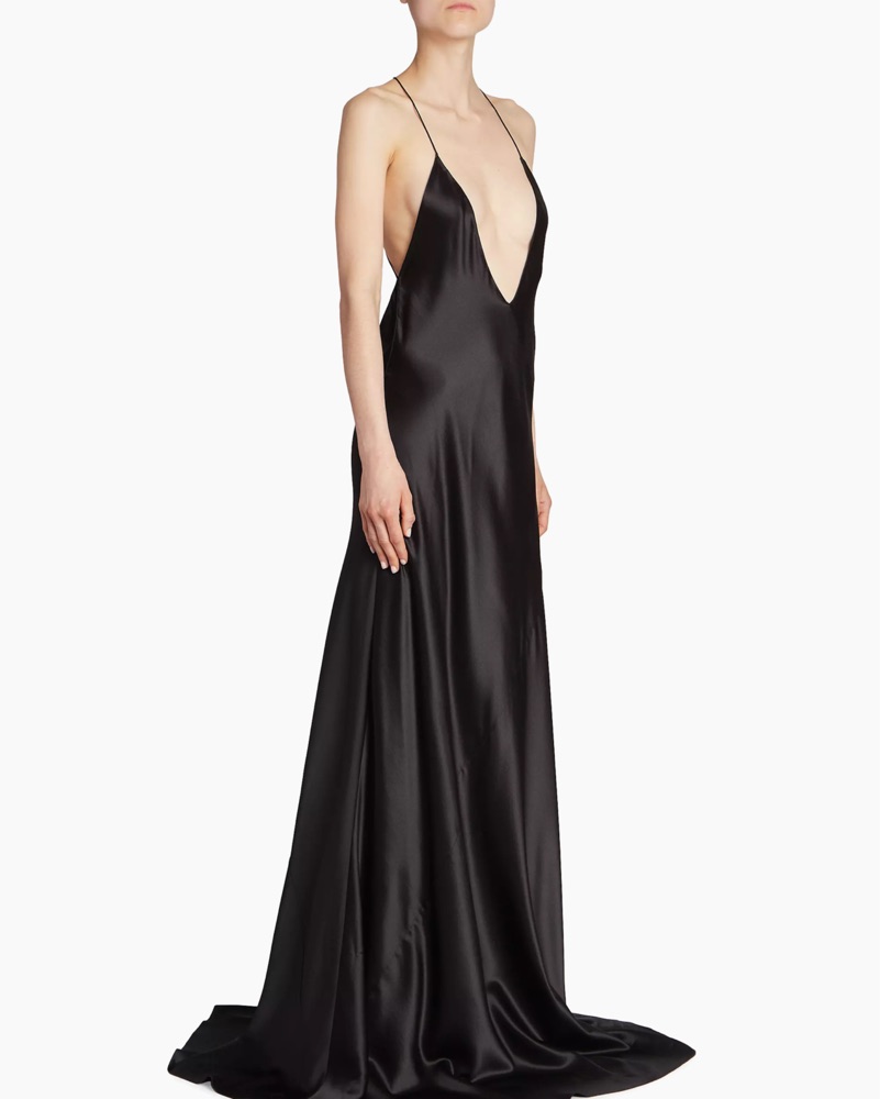 Saint Laurent Black Satin Dress by YSL - Pickle