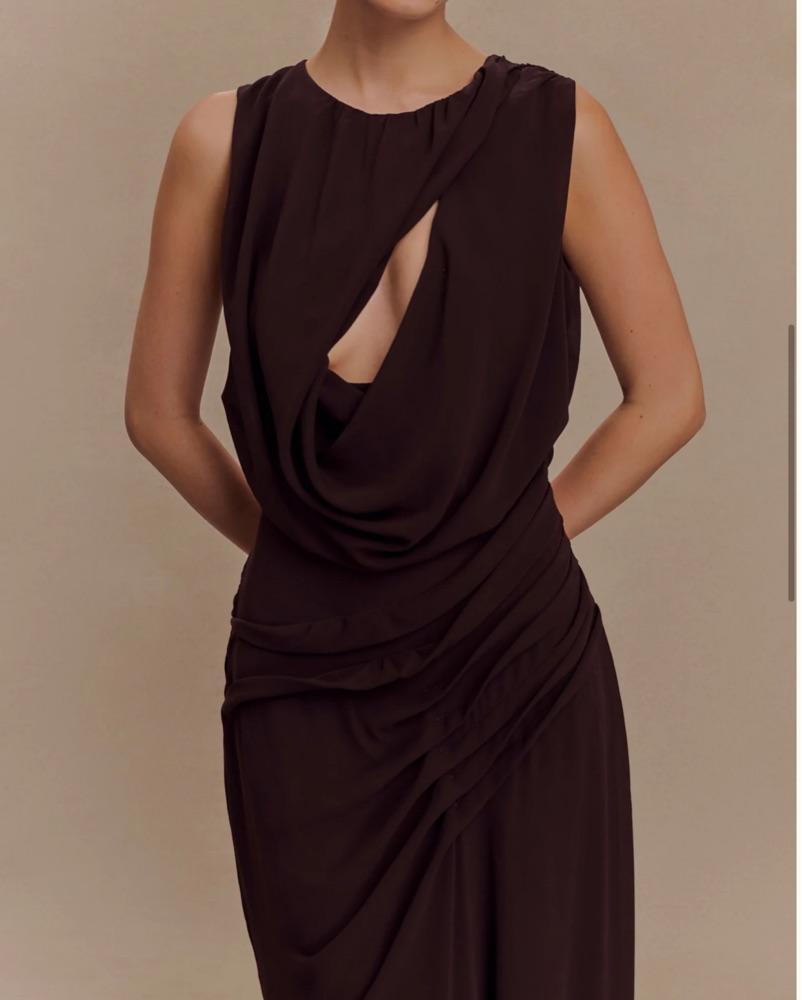 Meshki Oria Chiffon Maxi Dress -Brown by Meshki - Pickle