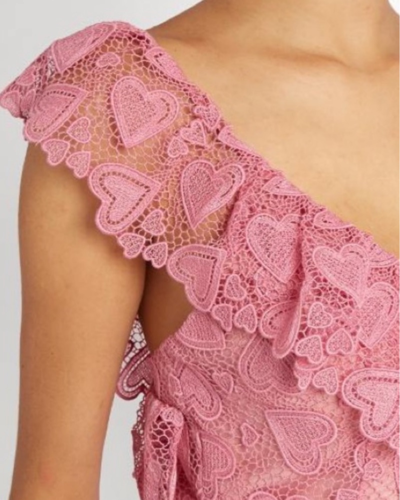 Miu Miu Heart-Macram Lace Midi Dress by Miu Miu - Pickle