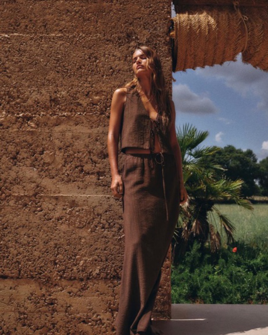 two piece brown dress Two Piece Skirt Set - Noemi
