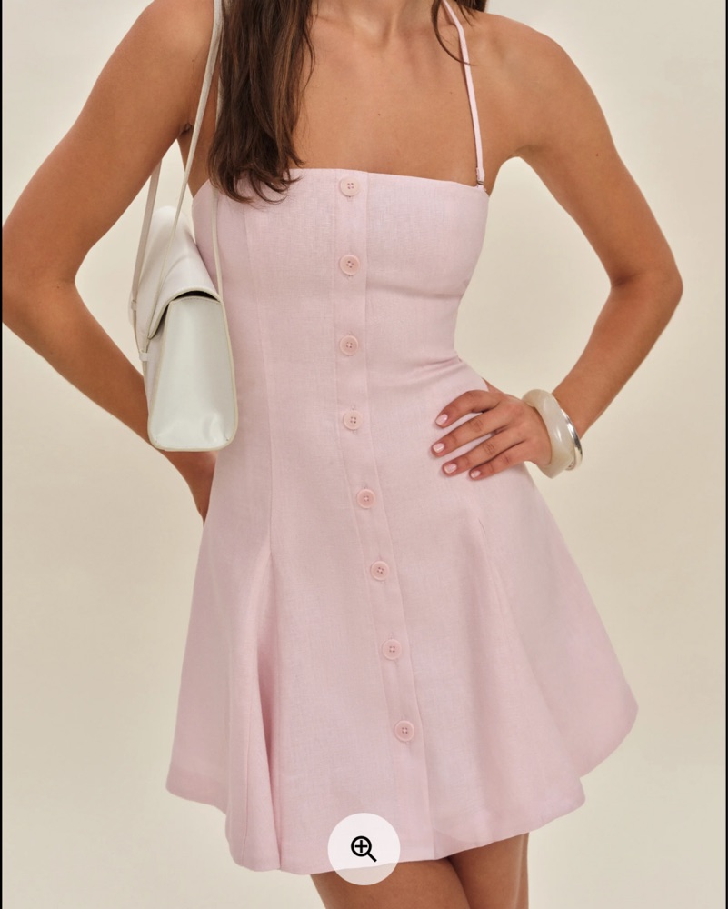 reformation pink mini dress Reformation Pink Gavina Off The Shoulder Linen Mini Dress