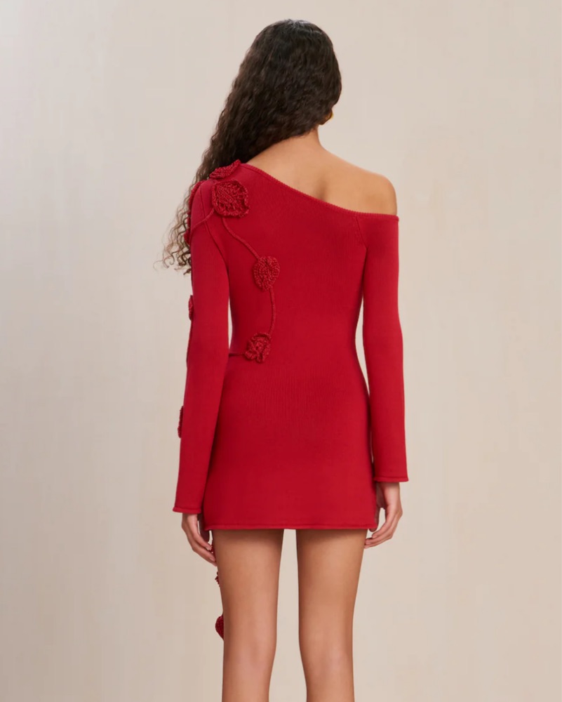 cult gaia red crochet dress Cult Gaia Kaela Knit Dress by Cult Gaia