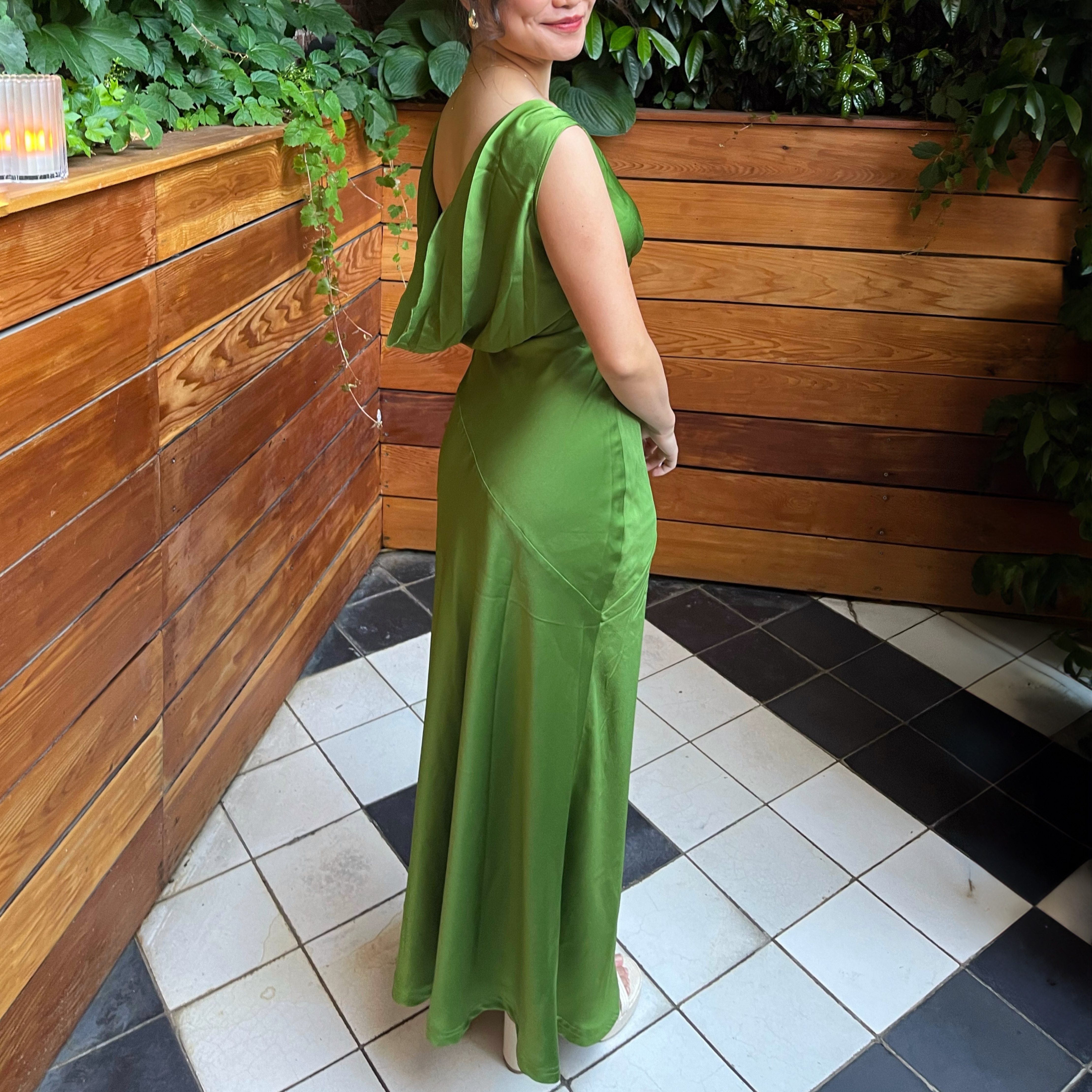 emerald green cowl dress Cecilia Cowl Neck Drape Back Maxi Dress Emerald main image 0