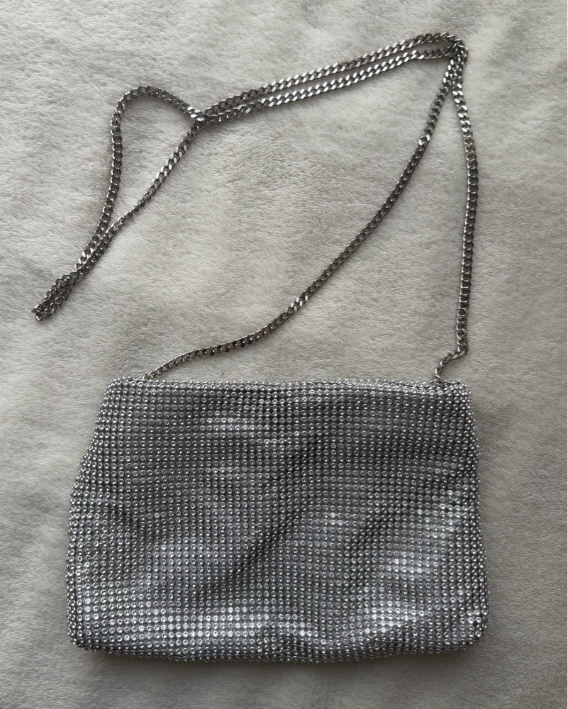 期間限定値下げsilver crystal heart clutch Starlet Silver Crystal Iridescent Evening Handbag Chain