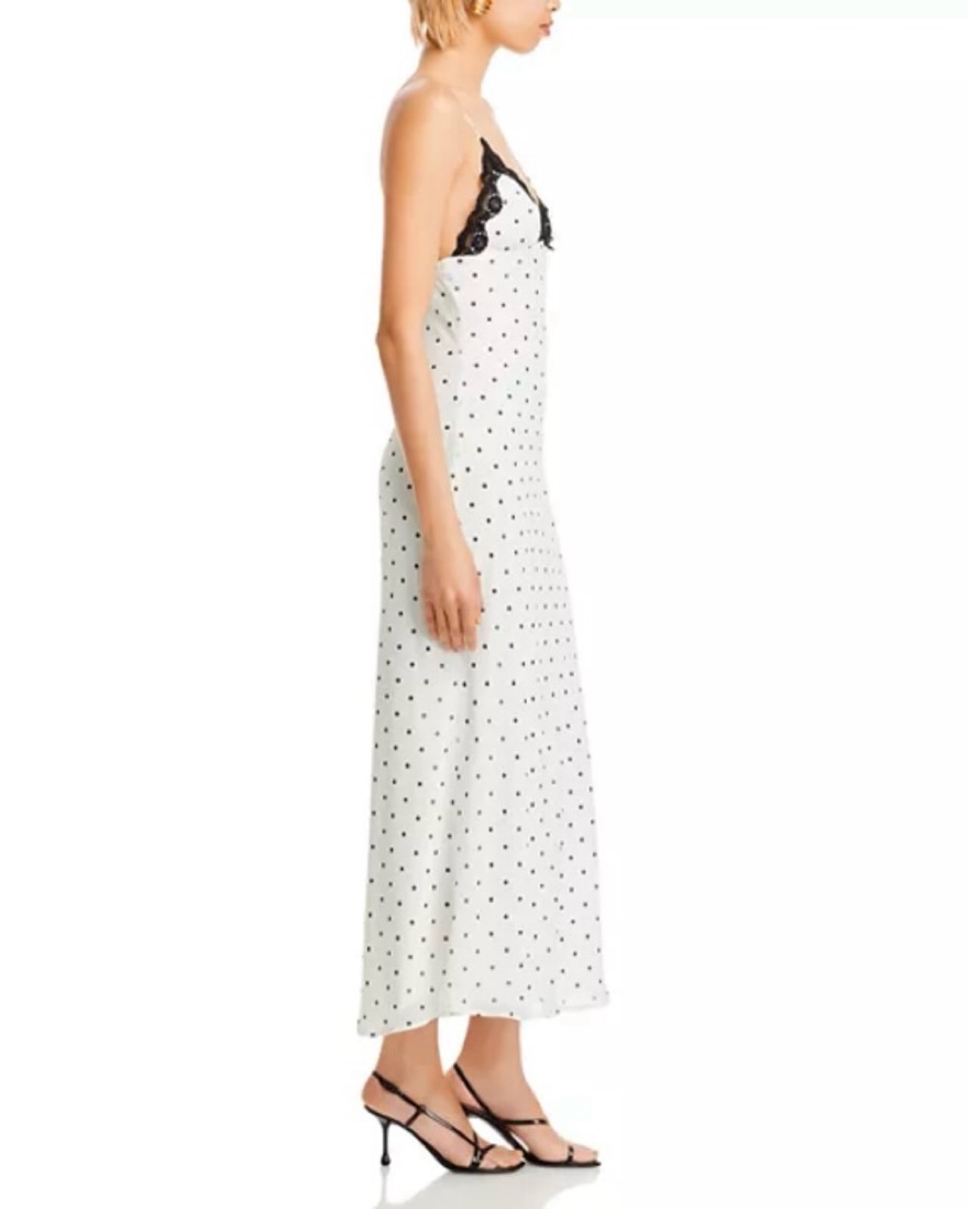 正規品herlipto polka-dot lace-trim dress 新色】Polka-Dot Lace-Trim Dress