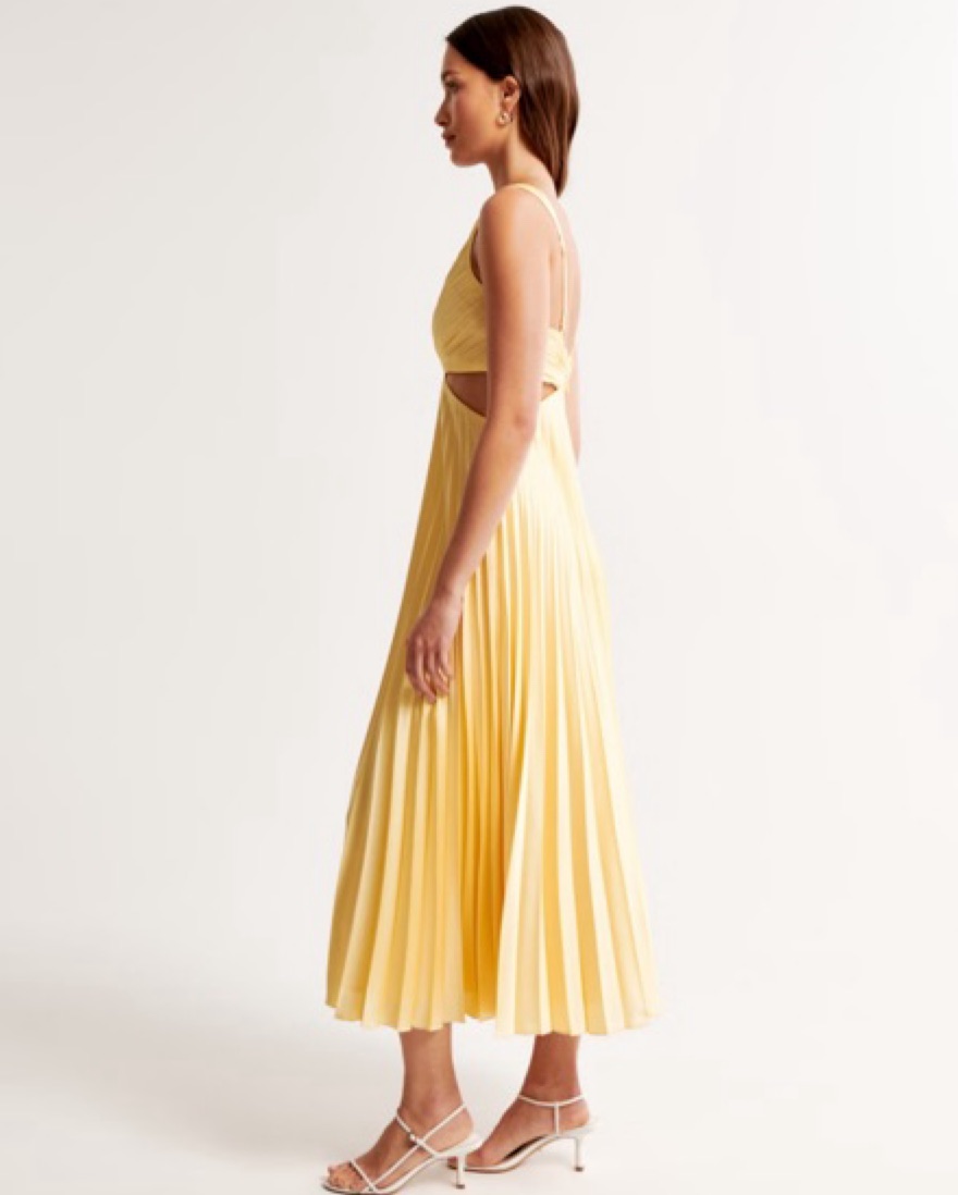 A&F Giselle Pleated Cutout Dress by Abercrombie and Fitch - Pickle