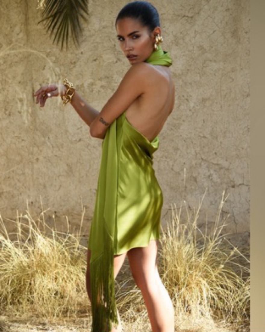 Green Rat &Boa Silk Halter Dress by Rat & Boa - Pickle