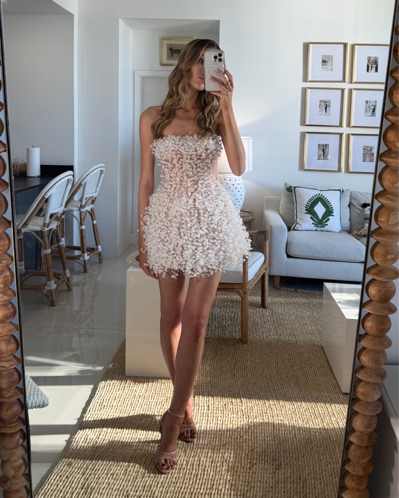 wedding after party dresses for bride mini Sparkly Mini Wedding Dress: Glitter Organza, Sweetheart Corset