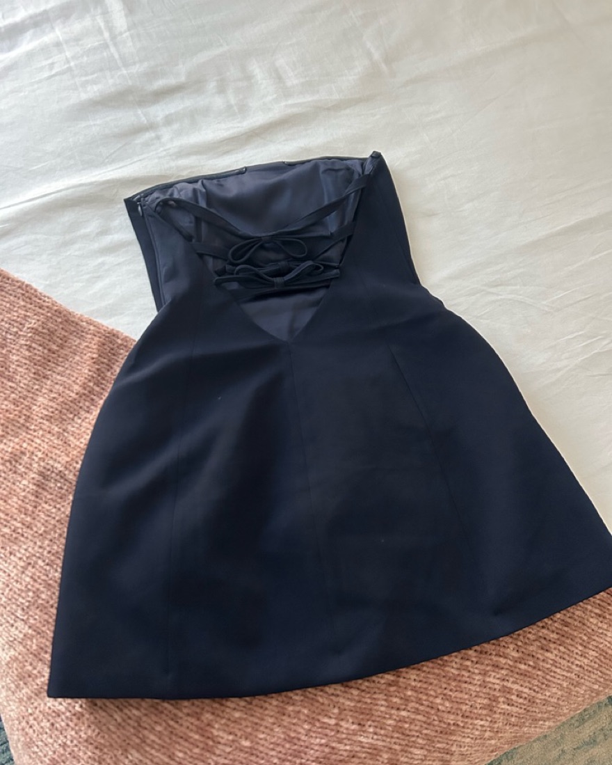 black dress with blue bow Black Bow Top Cut Out Mini Dress main image 1