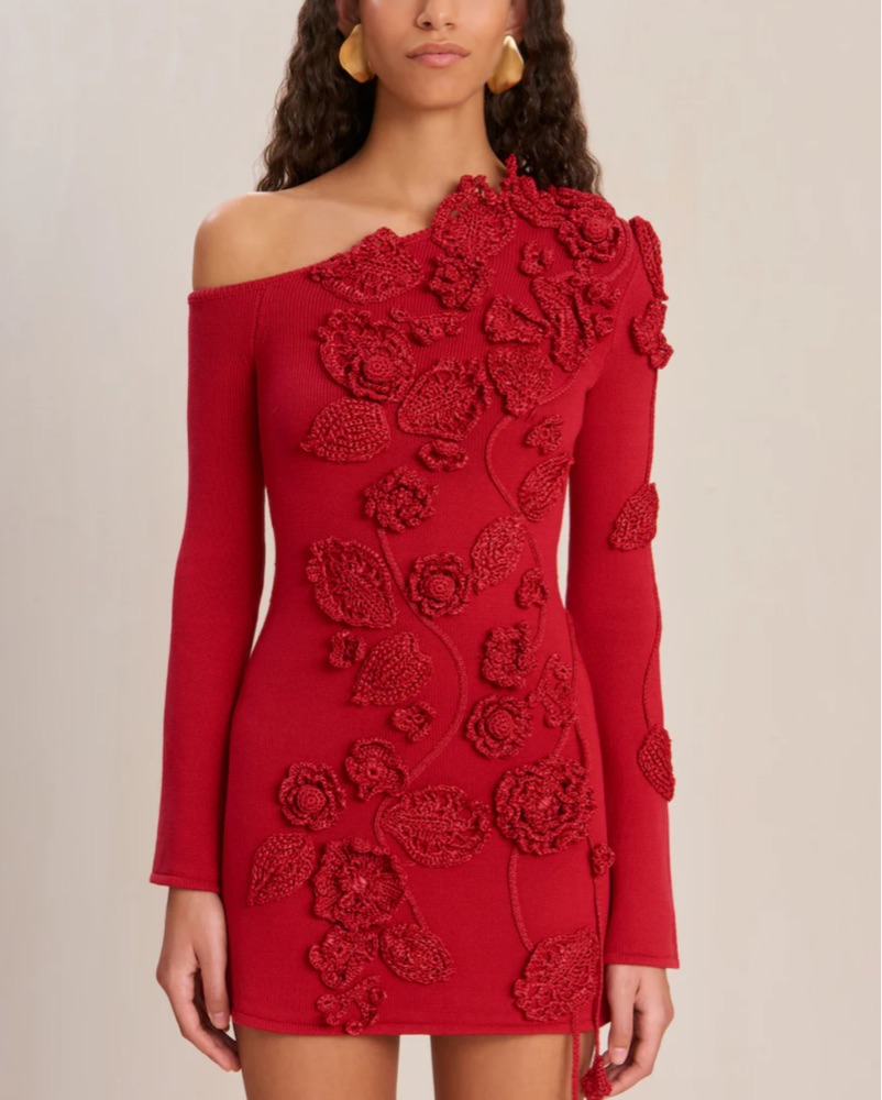 cult gaia red crochet dress Cult Gaia - Kaela Knit Dress