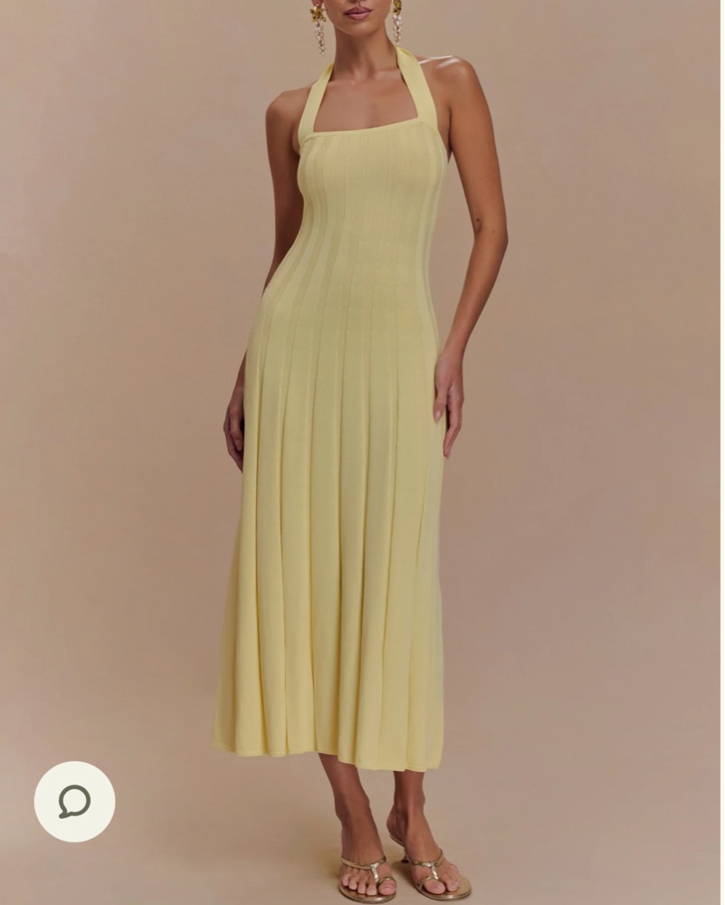 Jacqui Halter Knit Midi Dress - Lemon by Meshki - Pickle
