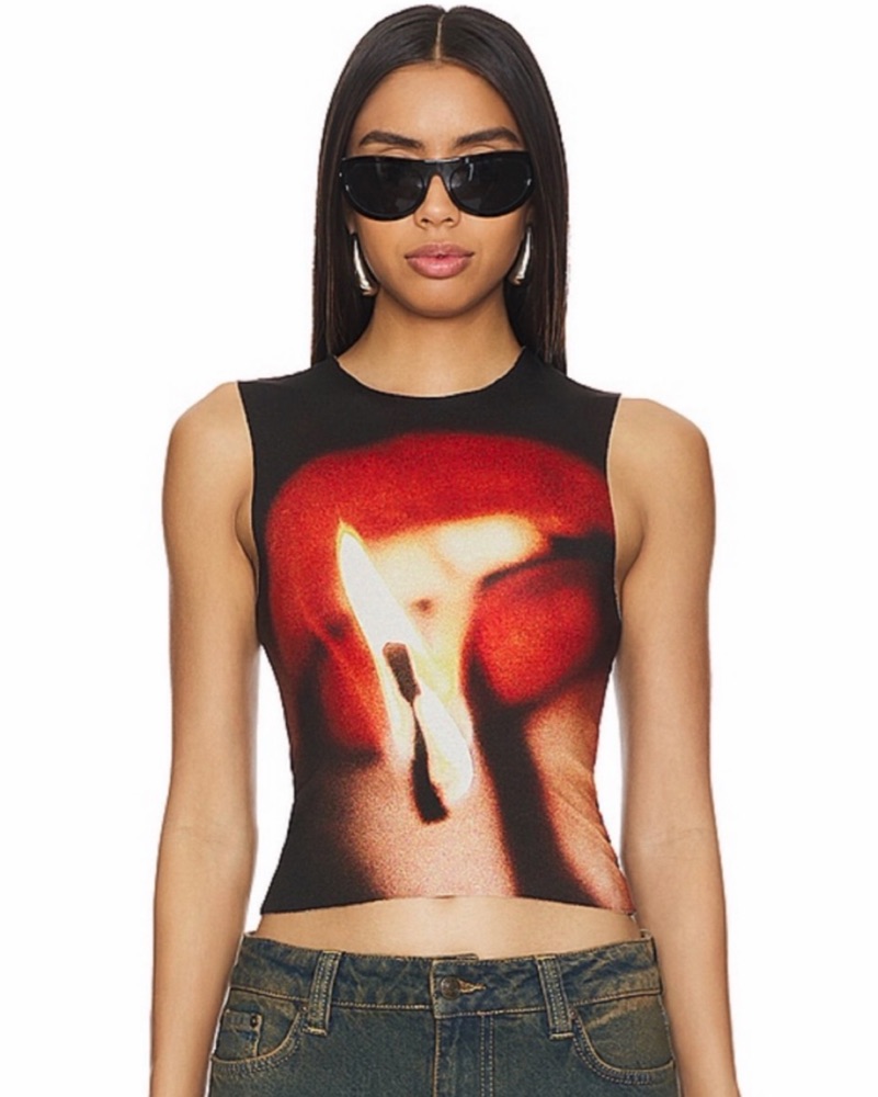 Jaded London Lips Slinky Tank Top by Jaded London - Pickle