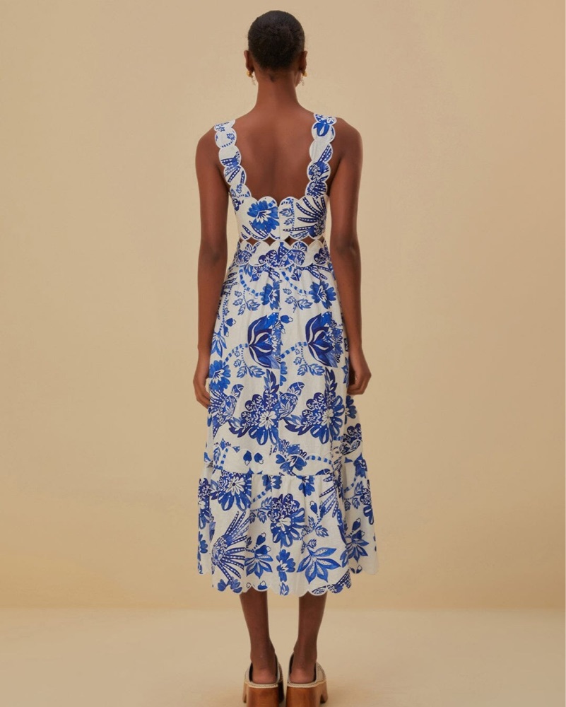 farm rio flowerful birds plunge open-back maxi dress Farm Rio Anthropologie Bird Dress Farm Rio Flowerful Birds Plunge Open-Back  Maxi Dress