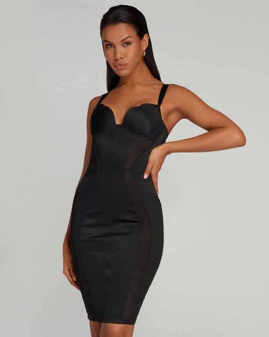 plunging neckline mini dress Amy | Black Plunge-Neck With Draped-Detailing xx3Nov25pm_pchesbtq By Anthropologie Long-Sleeve Knit Fit Fit Size:7.5