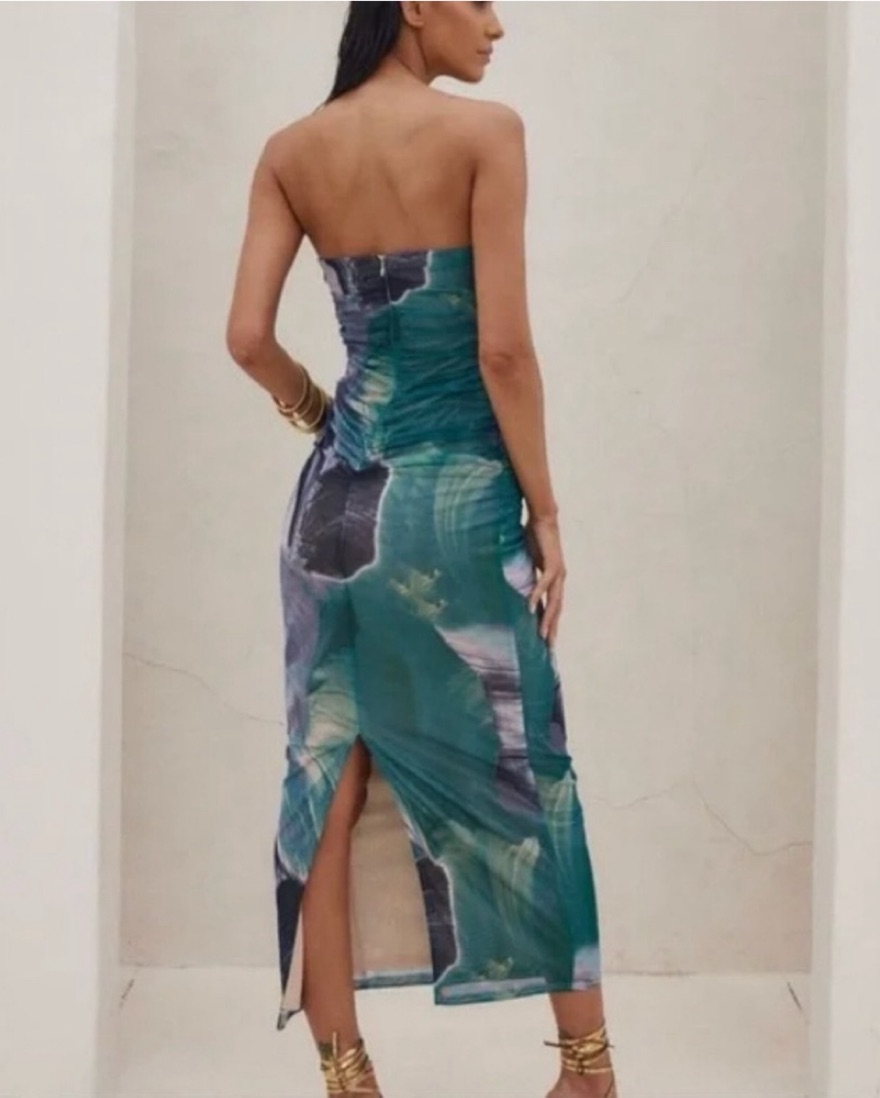 12th tribe blue dress Mirabella Blue Satin Sorbet Maxi Dress - M Size - Women's Dresses