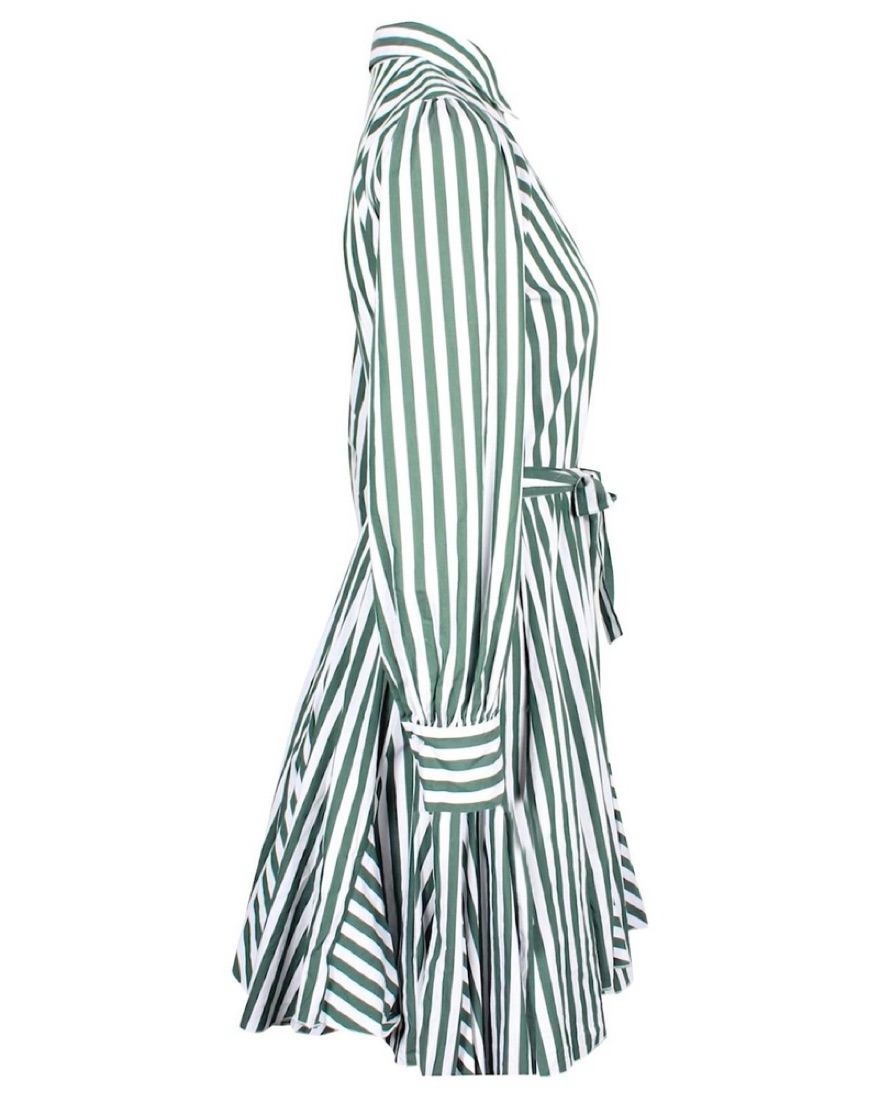 Maje Green & White Striped Mini Dress by Maje - Pickle