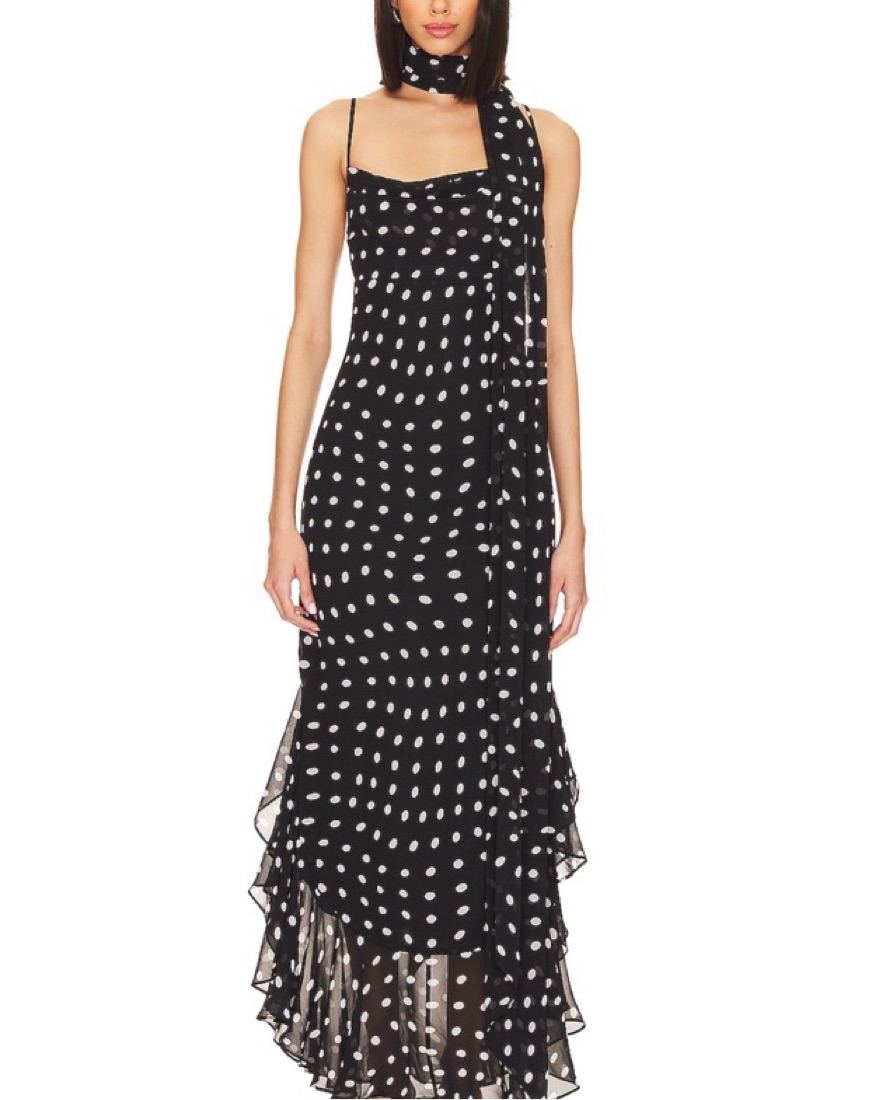 Revolve Polka Dot Dress With Scarf by Revolve - Pickle