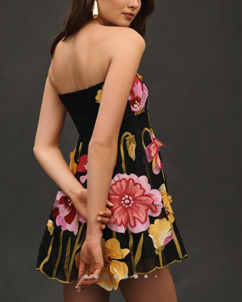floral strappy mini dress anthropologie Floreo Jacquard Mini Dress