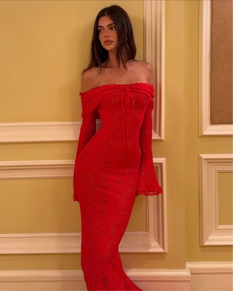 belle off the shoulder dress Belle Off the Shoulder Long Sleeve Mermaid Gown (Women)