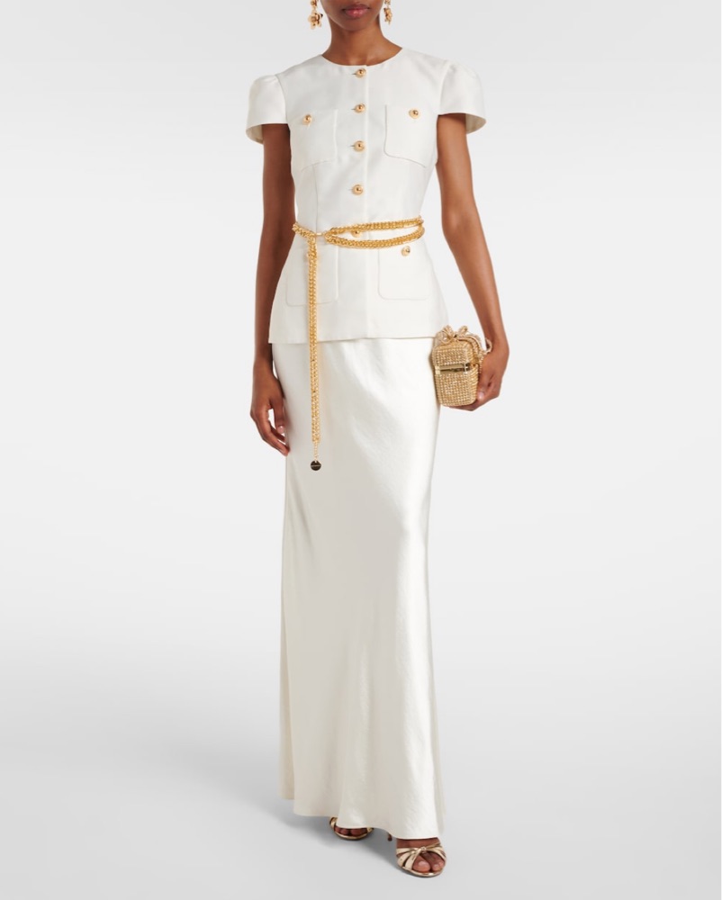 white dress gold chain Ralph Lauren White gold chain Bodycon professional dress s/M – Thrift  Nature Closet Ja main image 1