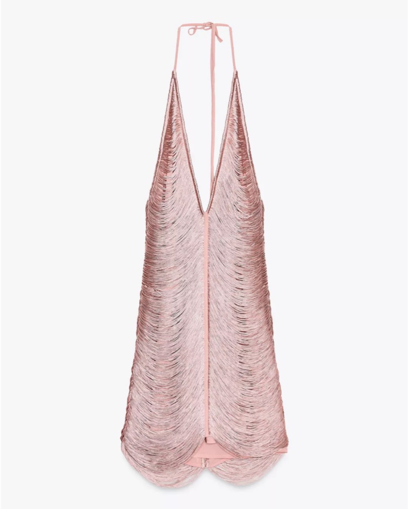 Zara Pink Fringed Halter Mini Dress by Zara - Pickle