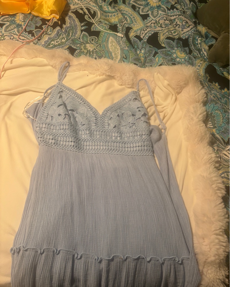 Faylis Light Blue Crochet Ruffled Lace-U by Lulus - Pickle