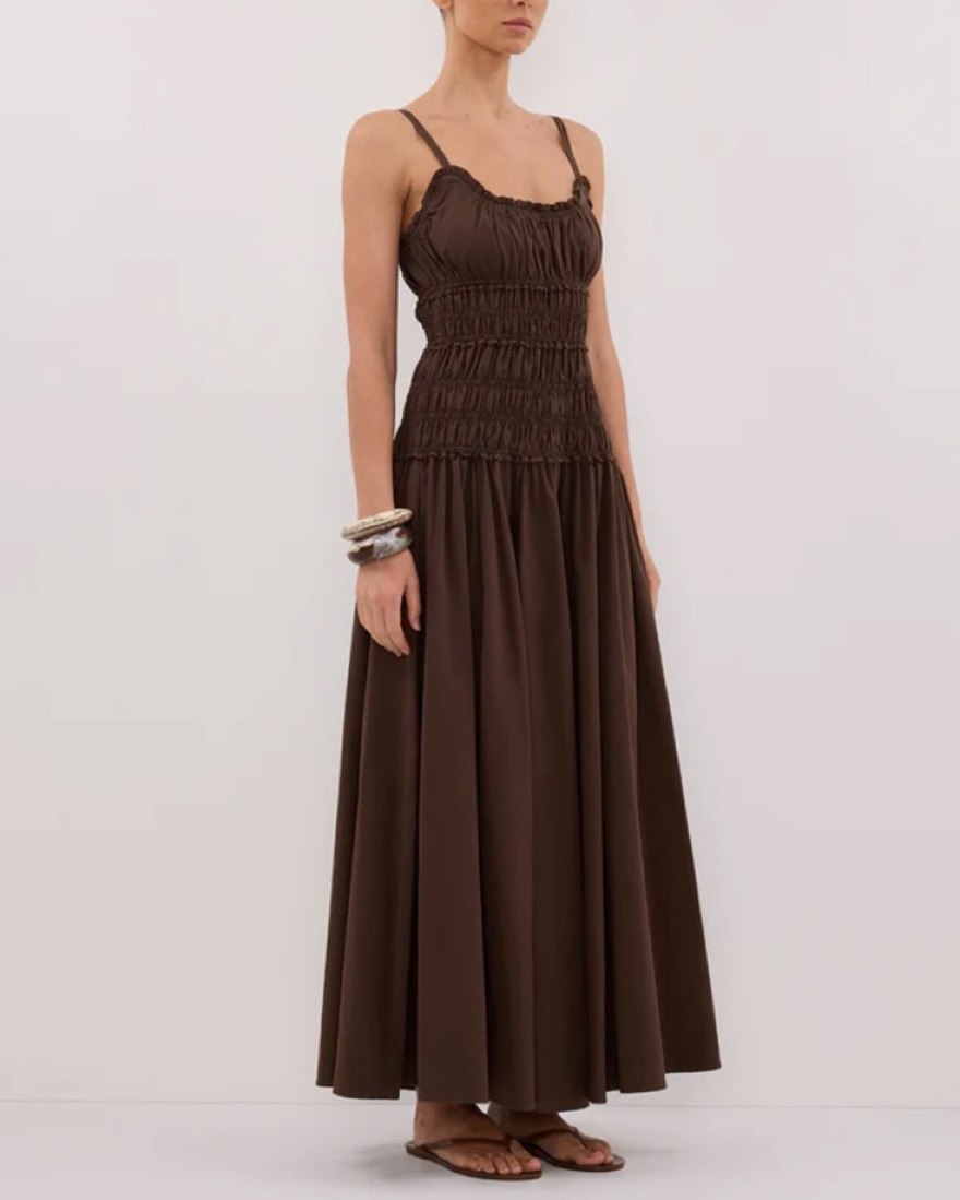 toby bitter choc cotton midi dress Quinn Cotton Sleeveless Midi Dress in Bitter Chocolate By DISSH